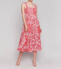 Charlie B Printed Sleeveless Midi Dress With Shirring Detail Size XL