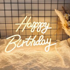 Happy Birthday Neon Sign Dimmable Light Up Wall Backdrop Party Decorations
