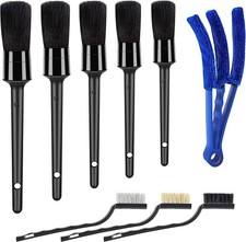 9pcs Auto Car Detailing Brush Set/ Interior Cleaning Kit Includes 5 Soft black