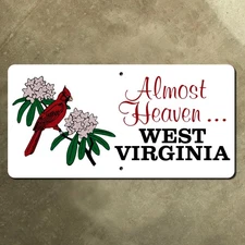 Almost Heaven West Virginia replica license plate sign booster cardinal 16x8