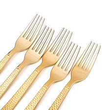 Gold Hammered Design Forks Party Wedding Disposable Tableware Banquet Supplies