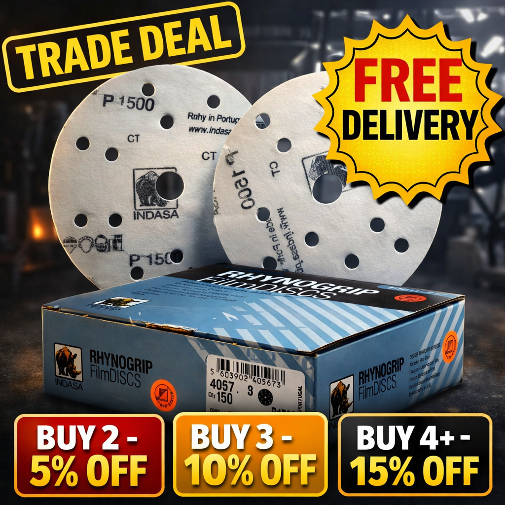 Indasa Rhynogrip Filmline 150mm 6"" Sanding Discs P1500 15 Hole (50 Pack)