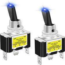 2 PCS Heavy Duty Toggle Switch, 12V DC 30A LED Lighted 3 Pin on off Rocker Switc