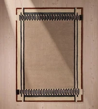 Area Rug Handmade Wool Area Rug Hand-Tufted Neutral Modern Geometric Border Rug