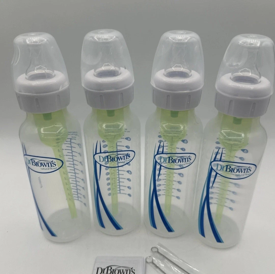 Dr. Brown’s Anticolic Options+ Baby Bottle, 8oz - 4 Pack W Level 1 Nipple