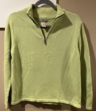 L.L.Bean Bright Green quarter-zip sweater Women  s Size Medium 100 Cotton
