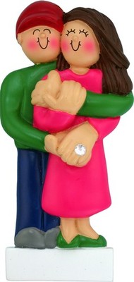 Engagement Female Brown Personalized Christmas Tree Ornament