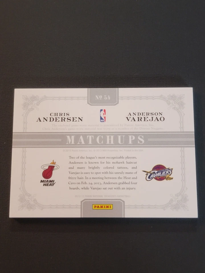 2012 Panini National Treasures #54 Chris Andersen /  Varejo GAME WORN PATCH-5236 - Image 2 of 2