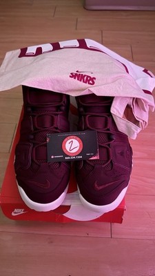 Nike Air More Uptempo Maroon White Lace Up Mid Top Basketball Sneakers Men's