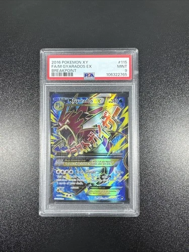 2016 POKEMON XY BREAKPOINT #115 FULL ART/M GYARADOS EX PSA 9