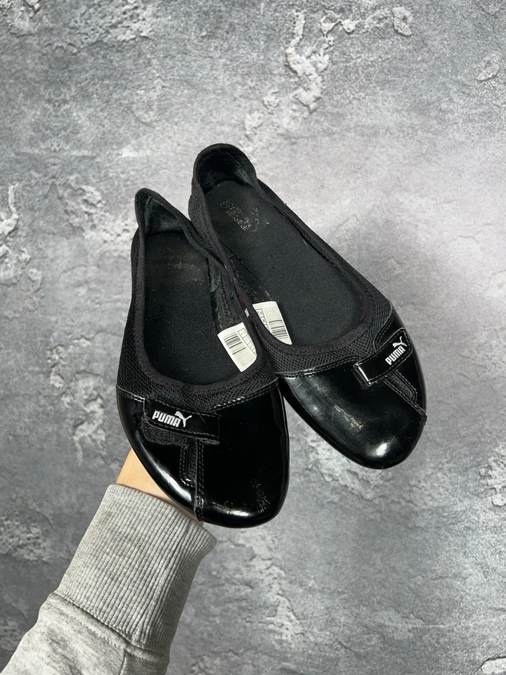 Vintage Puma Black Patent Leather Ballet Flats With Mesh - Image 4 of 4