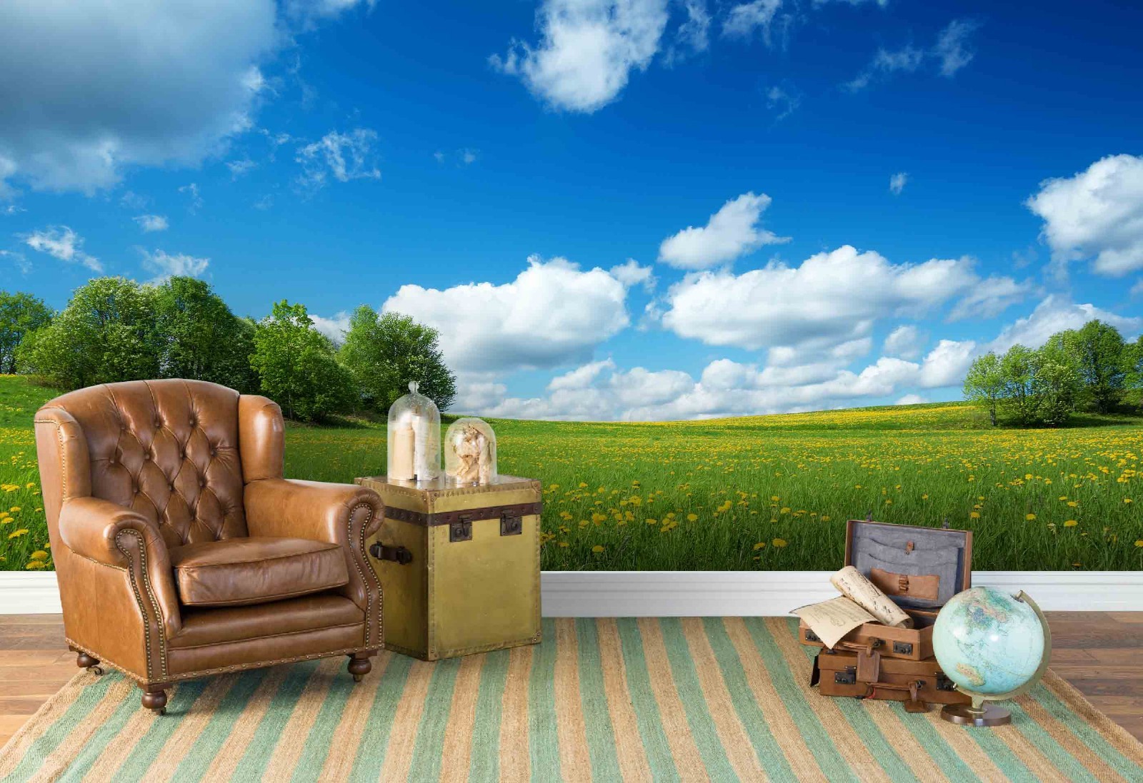 3D Sky Flowers Field Landscape Wall Murals Wallpaper Murals Wall Sticker