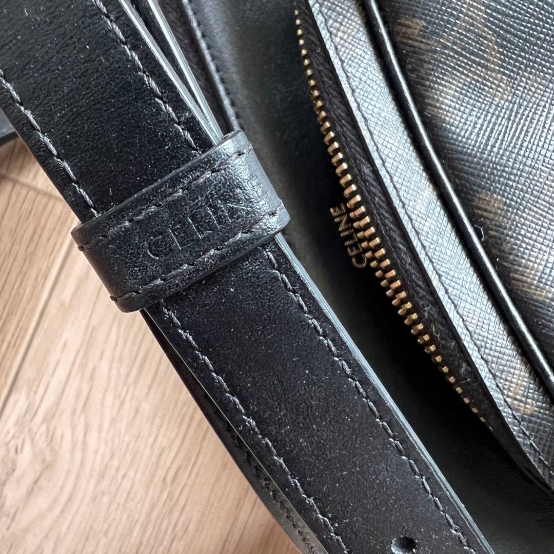 Celine shoulder bag, Triomphe pattern, PVC leather, black — image 5