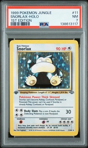 1999 POKEMON JUNGLE 1ST ED #11 SNORLAX-HOLO PSA 7