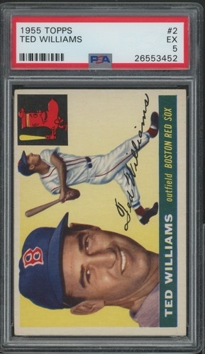 1955 TOPPS #2 TED WILLIAMS PSA 5 EX HOF RED SOX