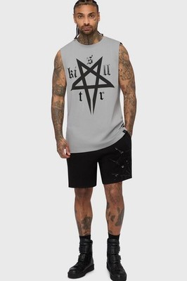 Killstar T-Shirt Herren Crypt Threads Vest grau Gothic 100% Baumwolle XL