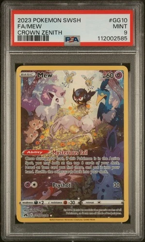 2023 POKEMON SWORD & SHIELD CROWN ZENITH #GG10 FULL ART/MEW PSA 9