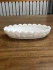 Vintage Westmoreland White Milk Glass Grape Pattern Oval Relish Appetizer Dish