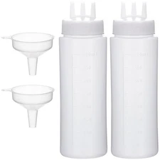 3 Hole Squeeze Bottle for Sauces 2 Pcs Plastic Condiment Bottles Tomato