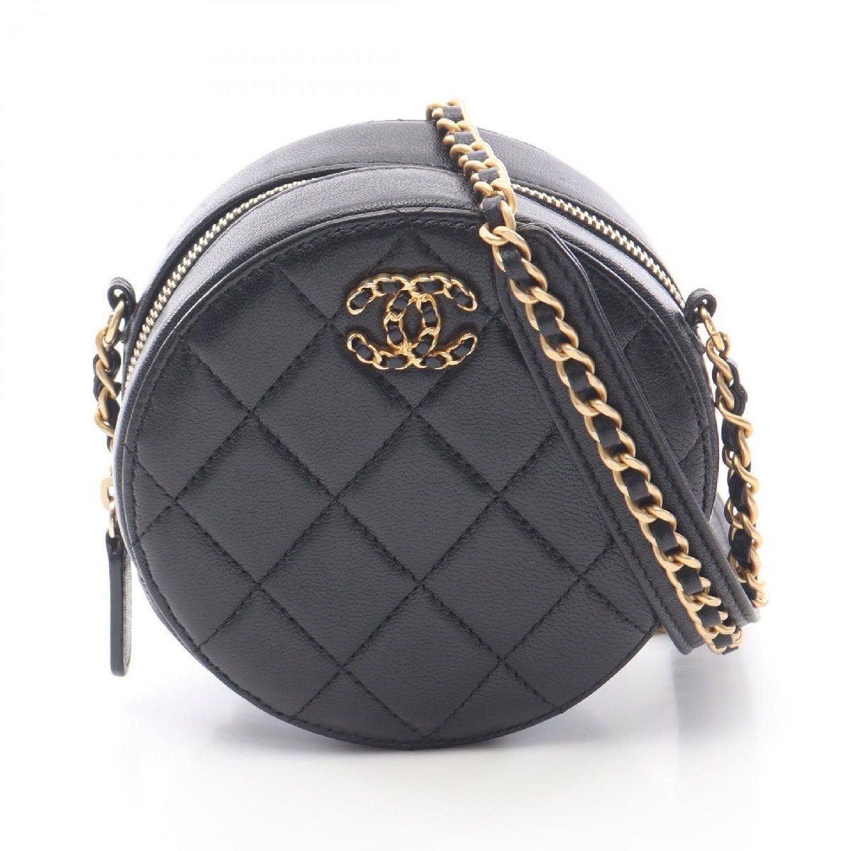 CHANEL Matelasse Round Mini Lambskin Shoulder Bag