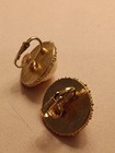 Crown Trifari Earrings Large White Dome Cabochon Stone GoldTone Hob Knob Setting — photo 4