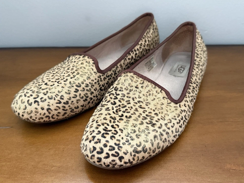 Zapatos planos de ballet UGG Alloway metálicos de leopardo para mujer talla 11 piel de oveja Foto 4 de 4
