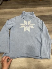 RedMaple alpaca-cotton snowflake turtleneck sweater - light blue - S