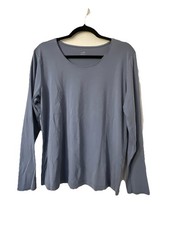 J. Jill Perfect Pima Cotton Blue Long Sleeves Top Extra Large Crew Neck
