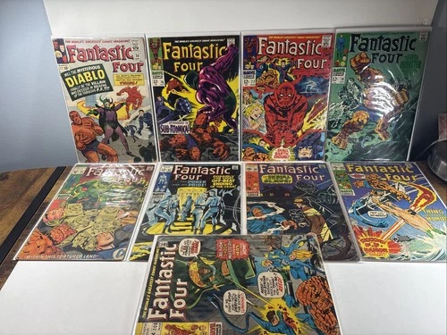 Marvel Comics Fantastic Four 1964 Comic Book Lot Of 9 Vintage Silver Era