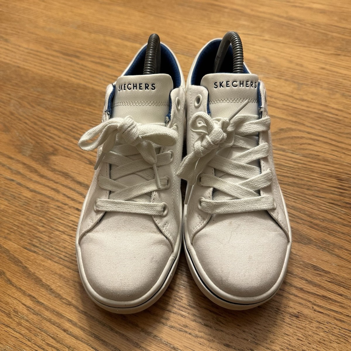 Skechers Womens Street Cleat 74100 White Blue Trim Casual Shoes Size