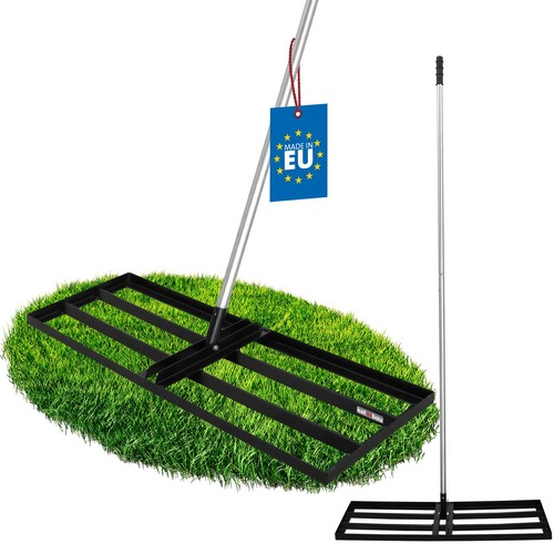 NovaTerra Rasenrakel 80x30cm Mit 2m Stiel - Perfekt Für Rasenpflege & Sandverteilung