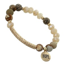 Hope Charm Bracelet Women Aqua Blue Stone Bea...