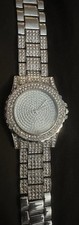 Silver-Tone Pavé Crystal Dial Analog Quartz ...