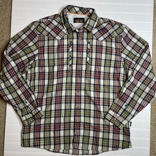 Orvis Trout Bum Men s Large Plaid Polyester Flannel Long Sleeve Button Up Shirt