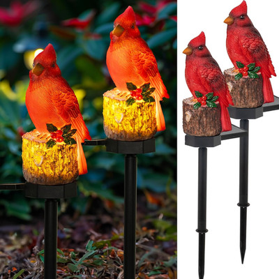 Cardinal Bird Solar Lights - 22.5 in Garden Stake, 2 Pack for Outdoor Decor