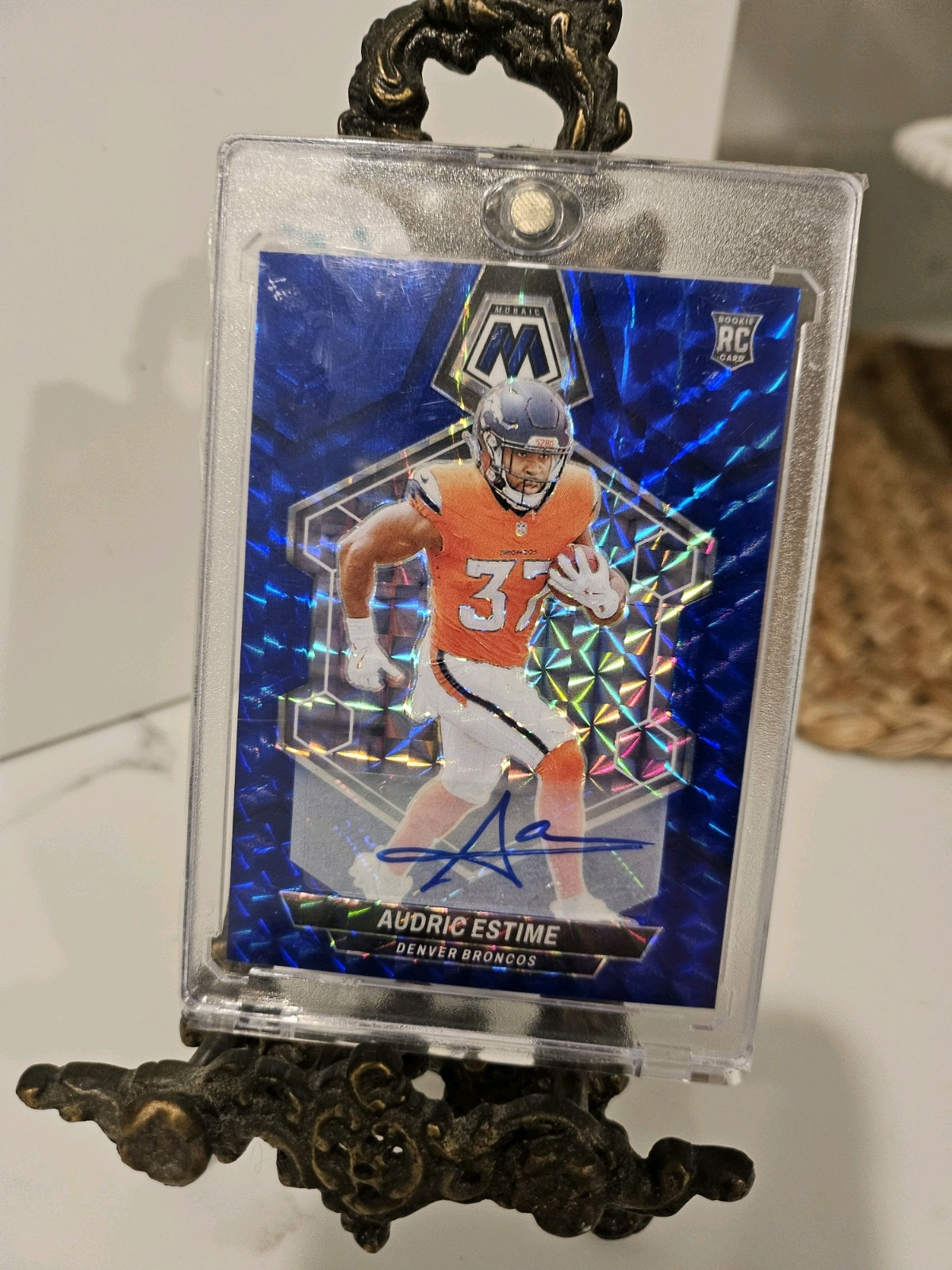 2024 Panini Mosaic Audric Estime Rookie Auto Blue /99