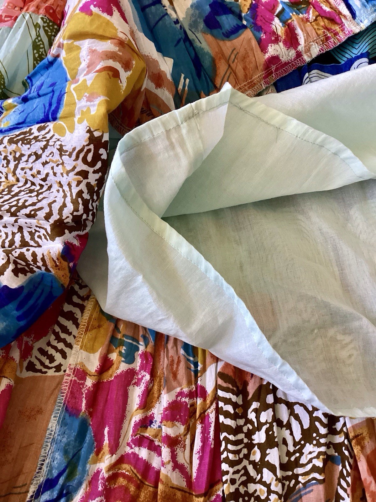 Tiered Patchwork Maxi Skirt Lined  Large Cotton B… - image 4