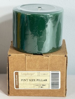 Longaberger Christmas Pine Pint Size Pillar Candle New In Box