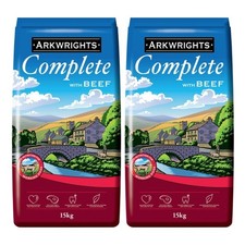 30kg WORKING DOG FOOD Complete Arkwrights with Beef - 15kg x 2 Bags - GIL023 1.42 per kilo