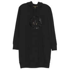 NWT MICHAEL Michael Kors Dress Hooded Athleisure Minimalist Sequin Black Small