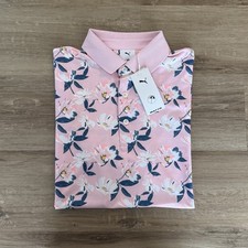 Puma AP Spring Floral Golf Polo Shirt Arnold Palmer Pink Size M Pattern NEW 90