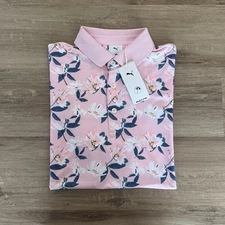 Puma AP Spring Floral Golf Polo Shirt Arnold Palmer Pink Size M Pattern NEW $90