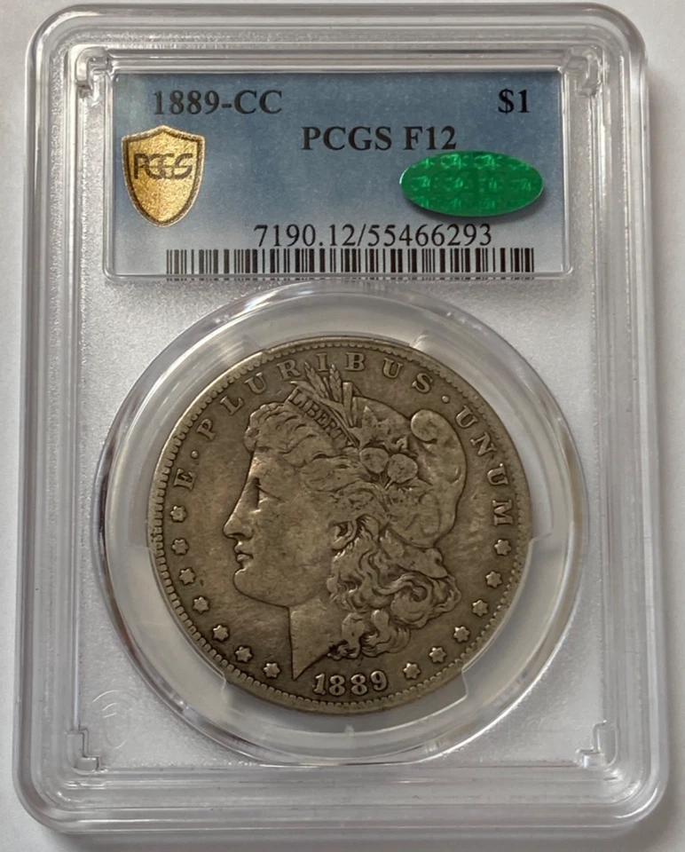 1889 cc Morgan Dollar PCGS F12 - CAC     - Great Original Looking Key Date - Image 2 of 4