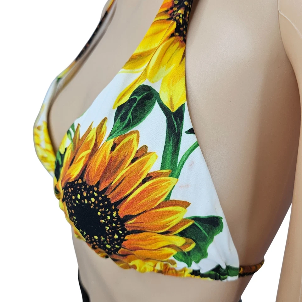 Dolce & Gabbana Womens Sunflower Print Bikini Top Swimwear Size S - Image 4 of 4