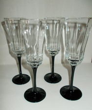 Luminarc France Arcoroc Sektglas Octime schwarz 4 Stück Sektgläser 80er Jahre