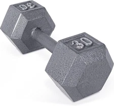 CAP Barbell Cast Iron Hex Dumbbell | Multiple Options 30 lb, Gray, Single 