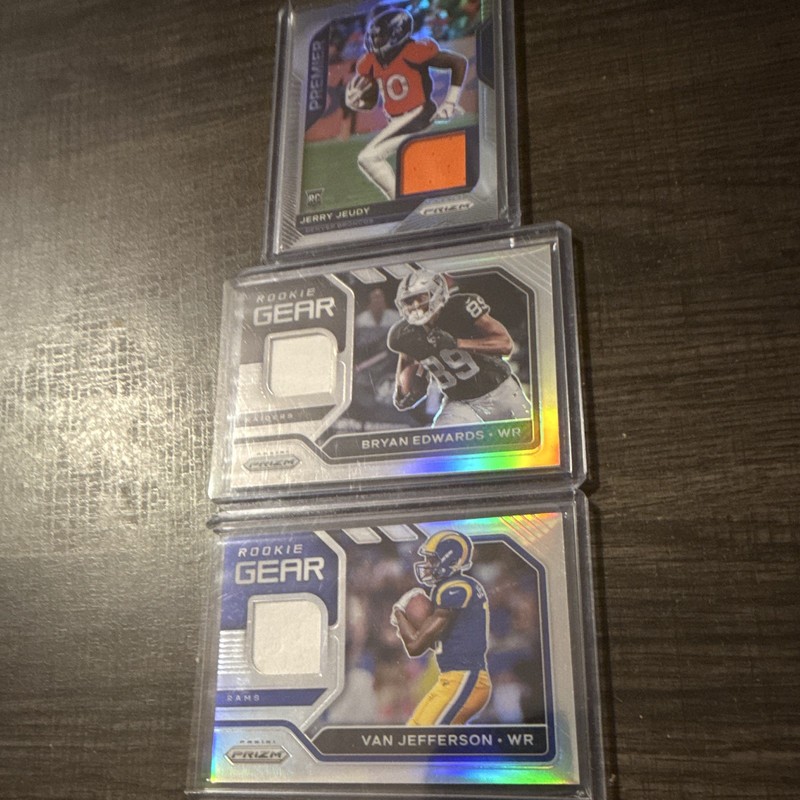 Panini 2020 Prizm Rookie Gear/Premier Relic NFL Card Lot 3 Jeudy Edwards