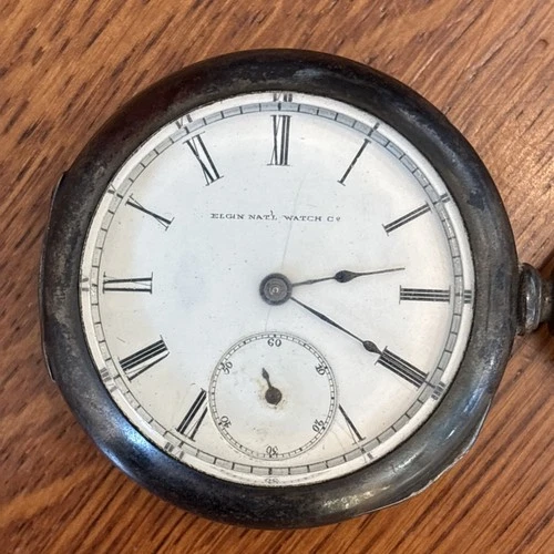 Elgin Natl Watch Co Grade 10 Pocket Watch Antique 1886 11j Coin Silver 146g