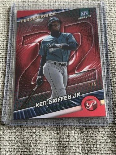 2025 Topps Pristine Perseverance Ken Griffey Jr. Red Refractor Baseball Card 2/5