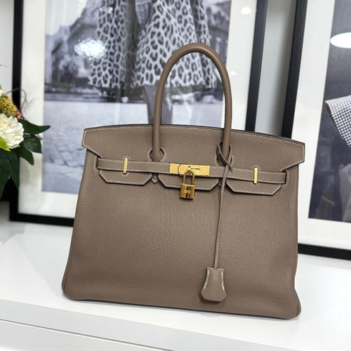 HERMES Birkin 35 Togo Etoupe D Engraved 151505